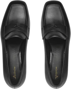 Women Low Chunky Heel Loafers Shoes Square Toe Matte Slip On Penny Loafers 1 inch Block Low Heel Dress Shoes Casual Classic Comfy Loafer Pumps Office Ladies Work Basic 4-11 M US