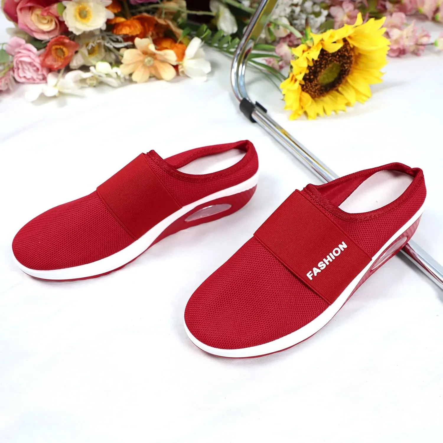 Womens Backless Sneakers Mesh Slip-on Mule Shoes Non Slip Work Shoes Women Slip On Casual Shoes Slip On Men's Fashion Sneakers Platform Tennis Shoe Loafers Casual Slip On