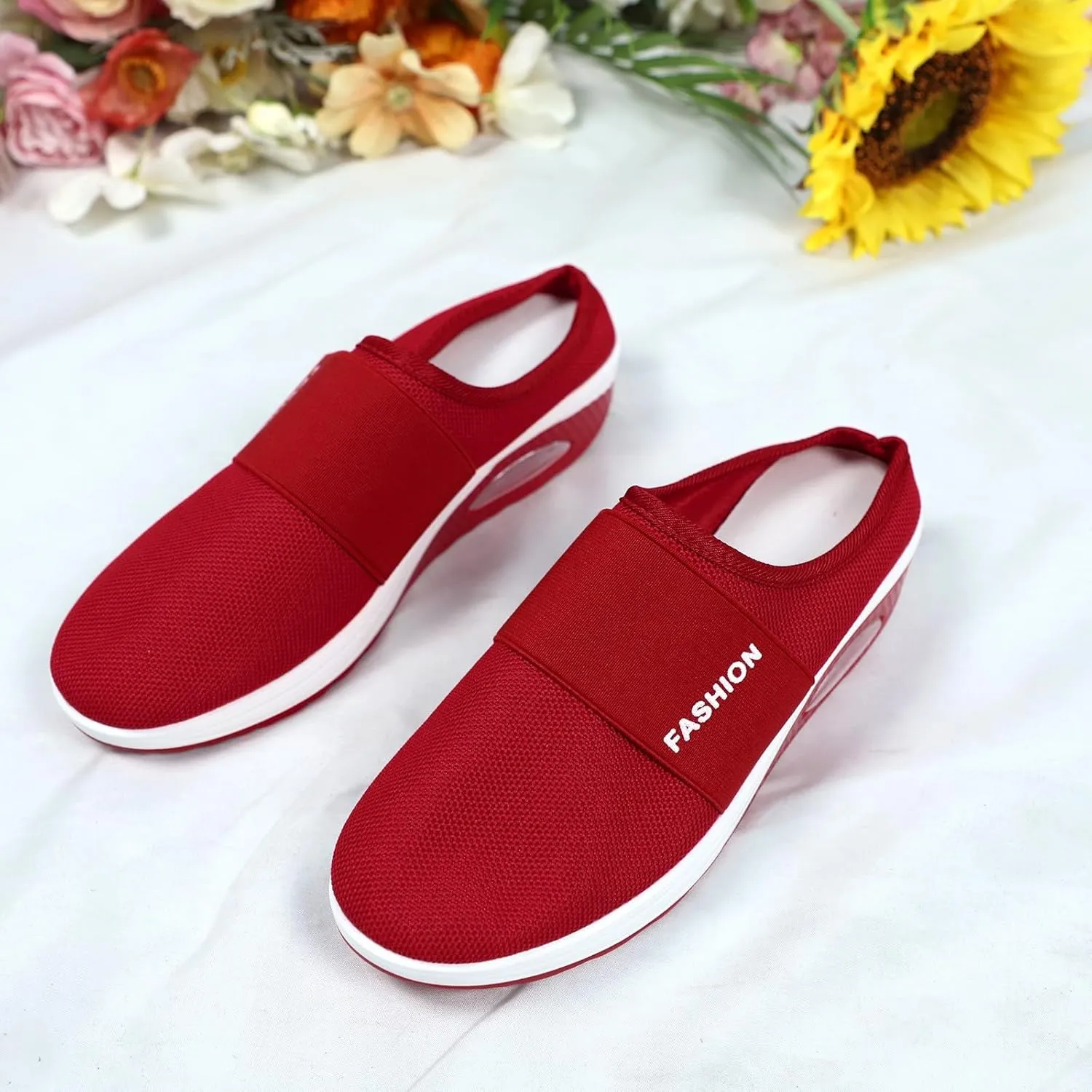 Womens Backless Sneakers Mesh Slip-on Mule Shoes Non Slip Work Shoes Women Slip On Casual Shoes Slip On Men's Fashion Sneakers Platform Tennis Shoe Loafers Casual Slip On