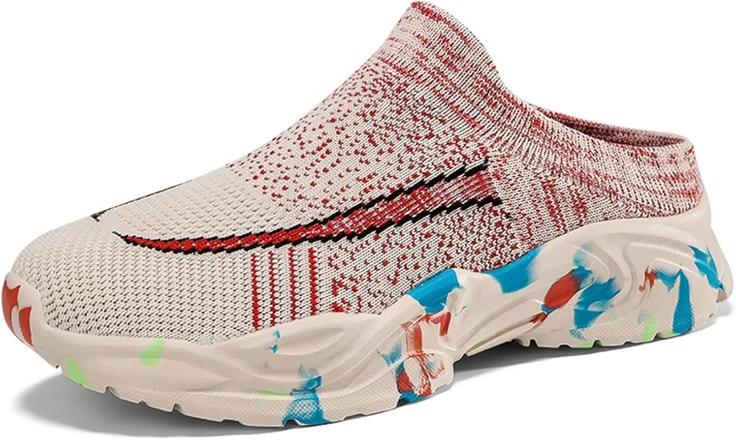 Womens Backless Sneakers Mesh Slip-on Mule Shoes Non Slip Work Shoes Women Slip On Casual Shoes Slip On Men's Fashion Sneakers Platform Tennis Shoe Loafers Casual Slip On