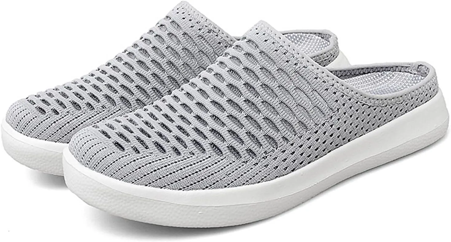 Women's Breathable Walking Mules Shoes - Lightweight Garden Clogs Casual Mesh Sneakers Open Back Slip-on House Shoes