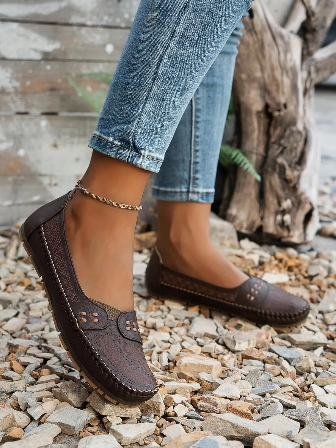 Women's Classic Comfort Leather Penny Loafers Casual Slip-Ons Lightweight Walking Flats Driving Mocs Boat Shoes