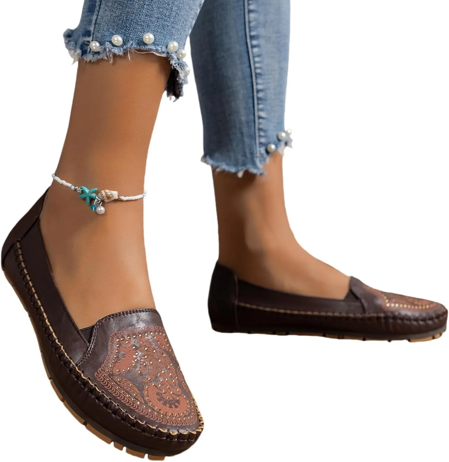 Women's Classic Comfort Leather Penny Loafers Casual Slip-Ons Lightweight Walking Flats Driving Mocs Boat Shoes