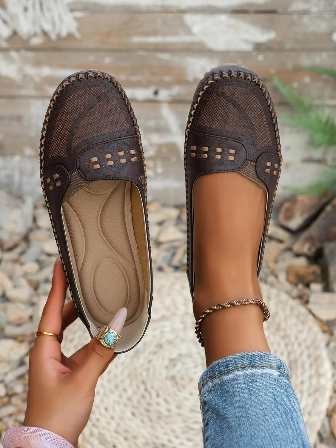 Women's Classic Comfort Leather Penny Loafers Casual Slip-Ons Lightweight Walking Flats Driving Mocs Boat Shoes
