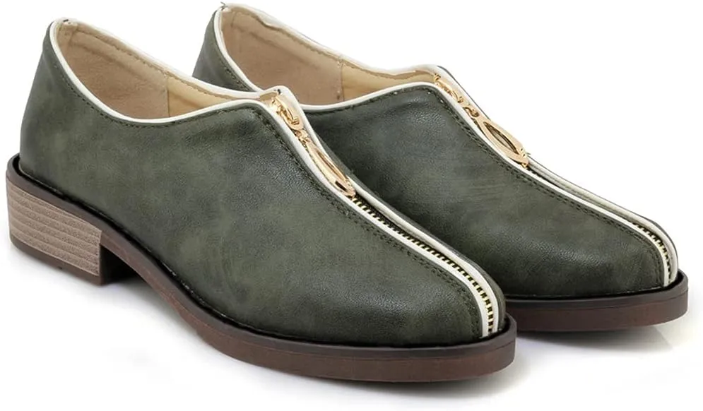 Women's Classic Oxford Shoes Round Toe Zipper Comfort Low Heel Western School Pump Oxfords Brogues