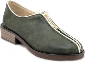 Women's Classic Oxford Shoes Round Toe Zipper Comfort Low Heel Western School Pump Oxfords Brogues