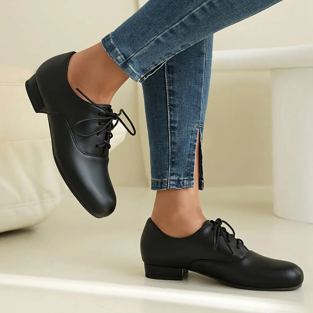 Women's Classic Round Toe Lace Up Oxford Shoes Comfort Flat Low Heels School Saddle Oxfords Dress Shoe