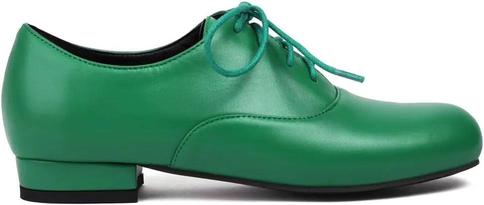 Women's Classic Round Toe Lace Up Oxford Shoes Comfort Flat Low Heels School Saddle Oxfords Dress Shoe