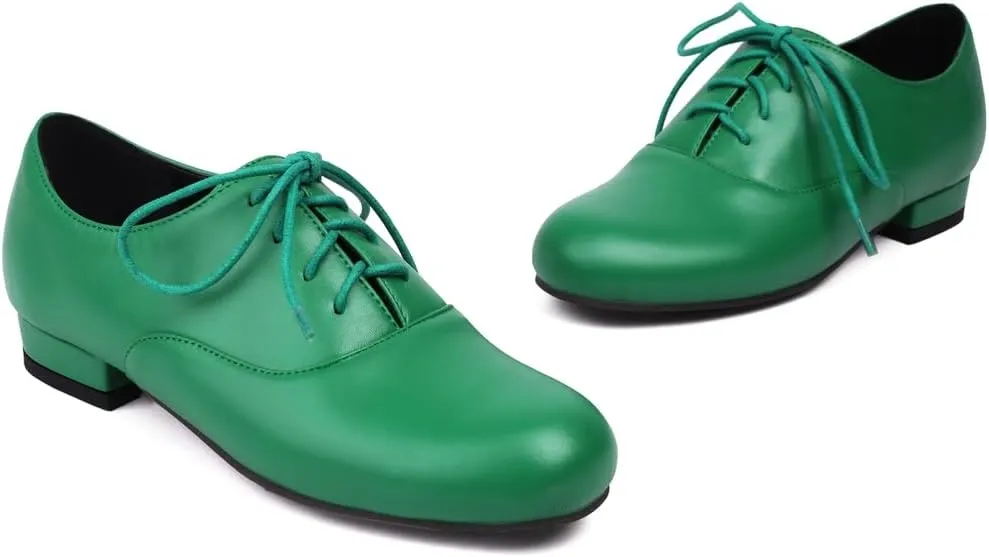 Women's Classic Round Toe Lace Up Oxford Shoes Comfort Flat Low Heels School Saddle Oxfords Dress Shoe