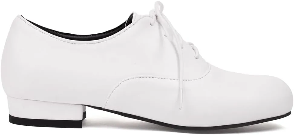 Women's Classic Round Toe Lace Up Oxford Shoes Comfort Flat Low Heels School Saddle Oxfords Dress Shoe