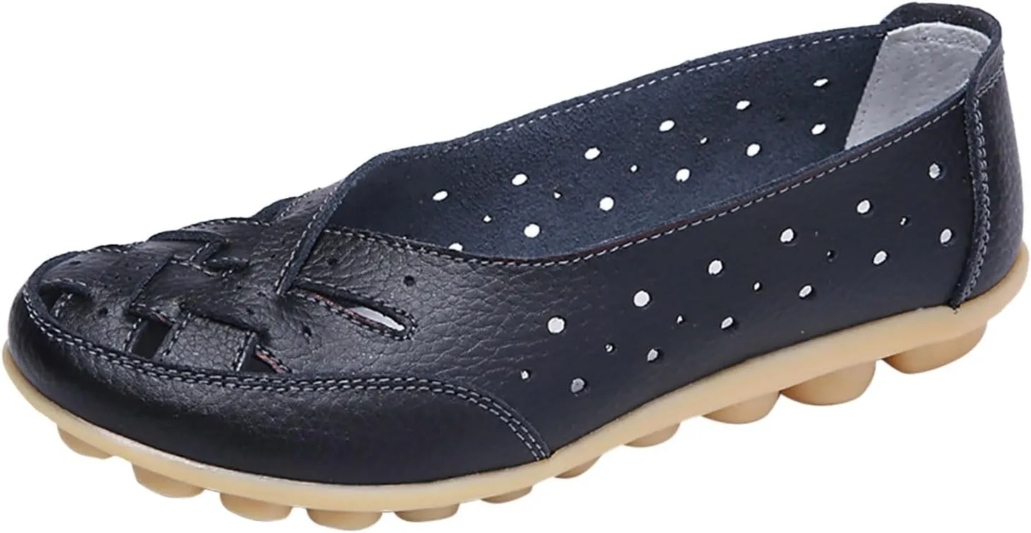 Women's Comfortable Loafers Retro Ladies Moccasins Driving Mocs Comfort Slip-On Fashion Boat Shoes Classic Flats