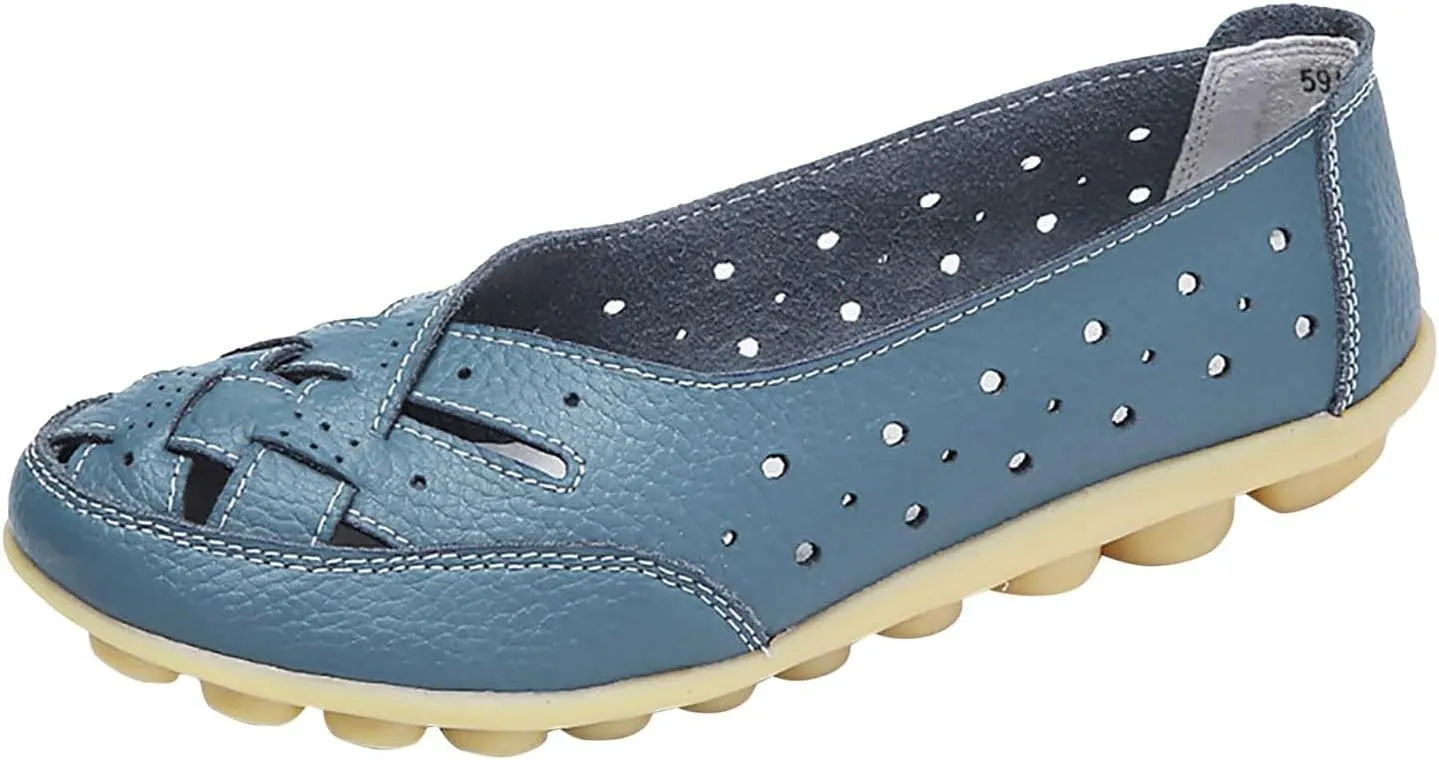 Women's Comfortable Loafers Retro Ladies Moccasins Driving Mocs Comfort Slip-On Fashion Boat Shoes Classic Flats
