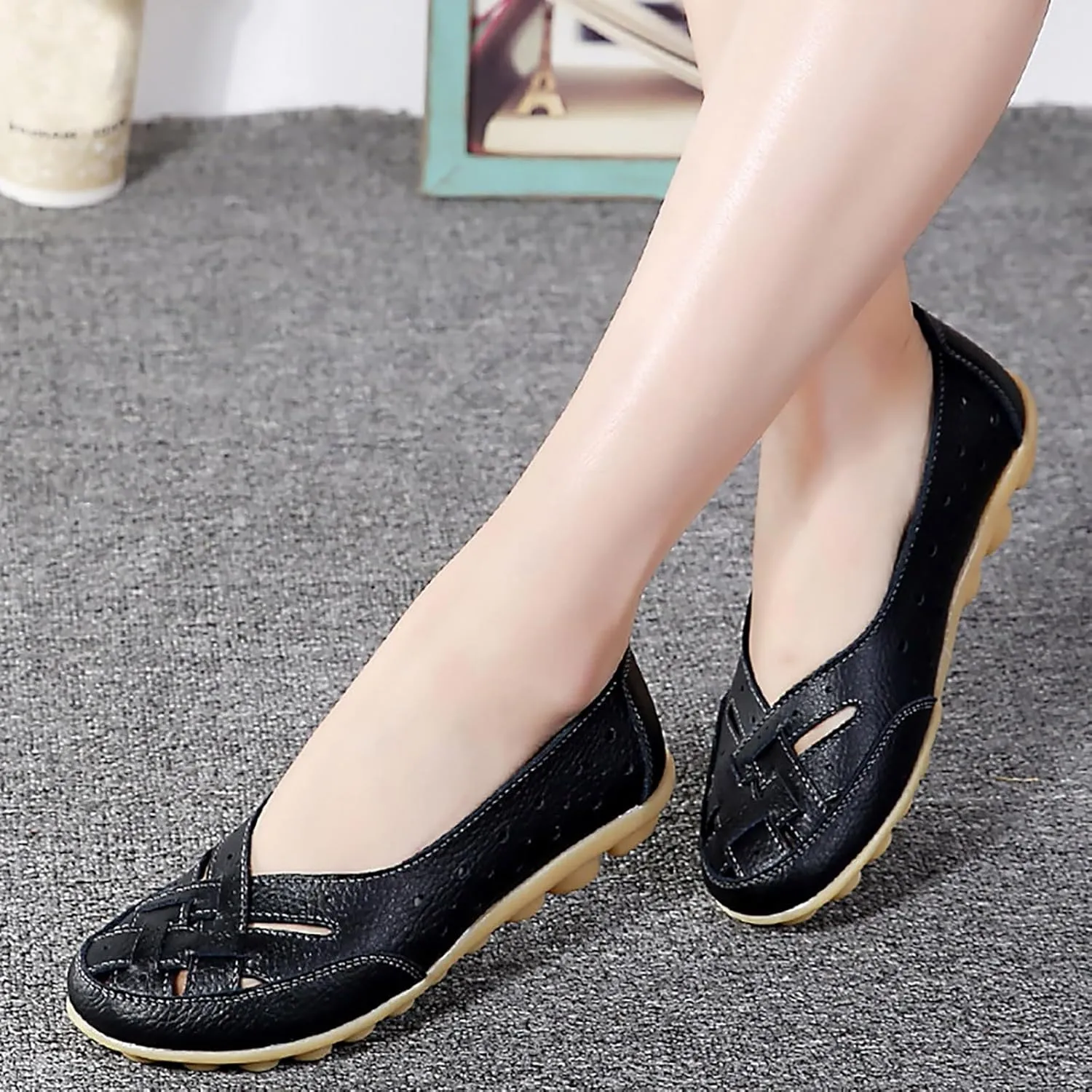 Women's Comfortable Loafers Retro Ladies Moccasins Driving Mocs Comfort Slip-On Fashion Boat Shoes Classic Flats