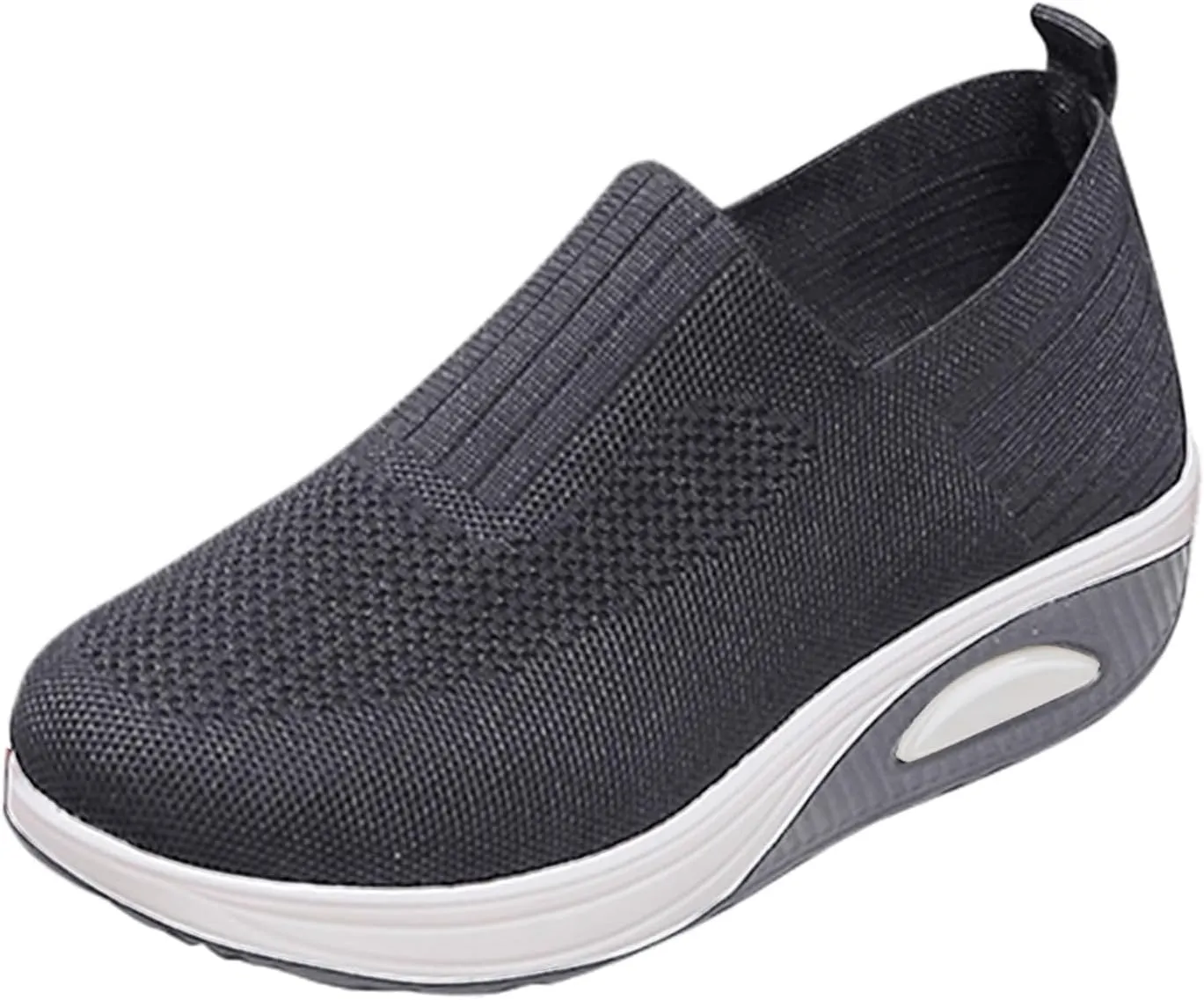 Women's Fashion Sneakers Elastic Fly Woven Mesh Shoes Breathable Solid Shoes Air Cushion Sole Cushion Shoes