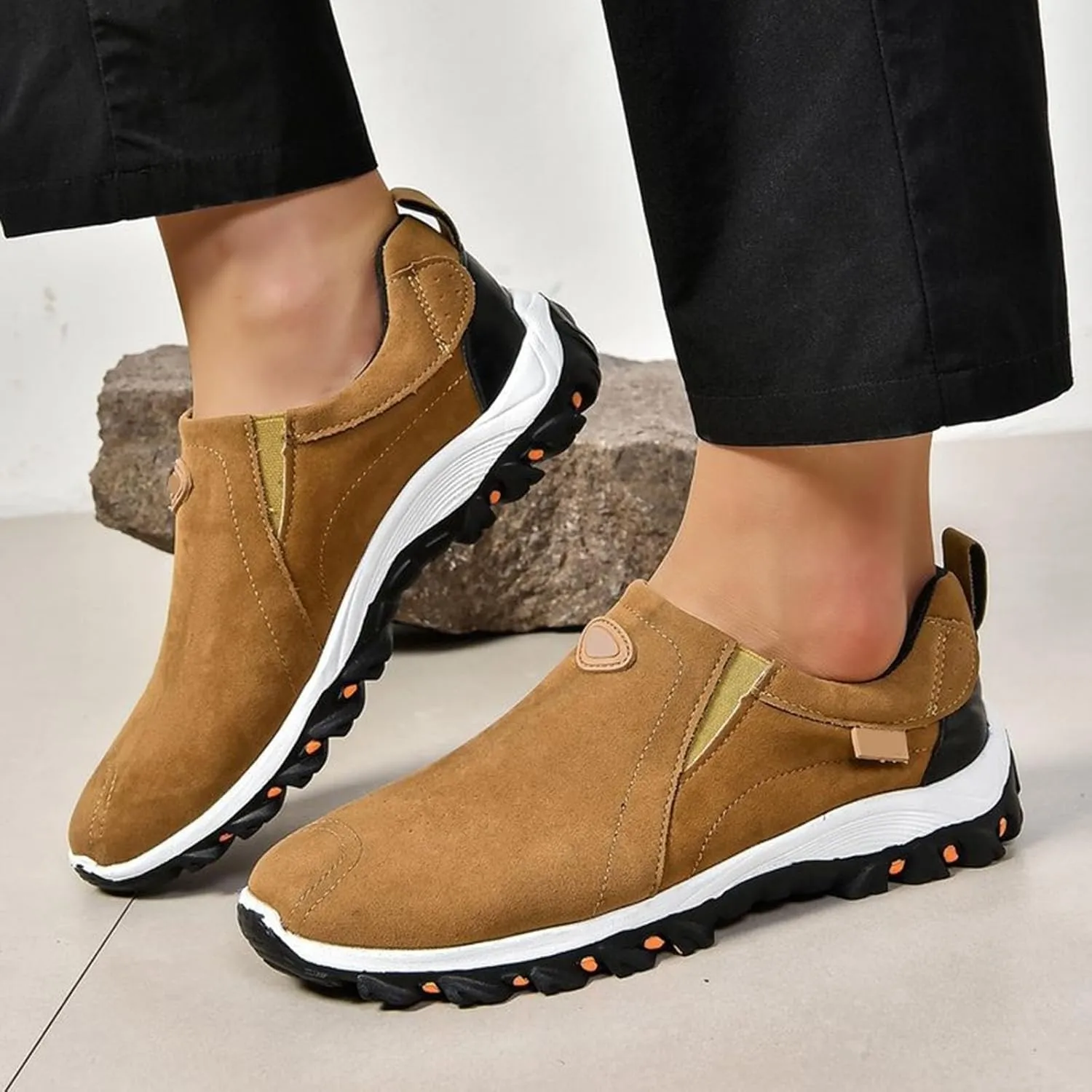 Women's Fashion Sneakers Non Slip Comfortable Hiking Shoes Slip On Orthopedic Shoes Arch Support Walking Shoes