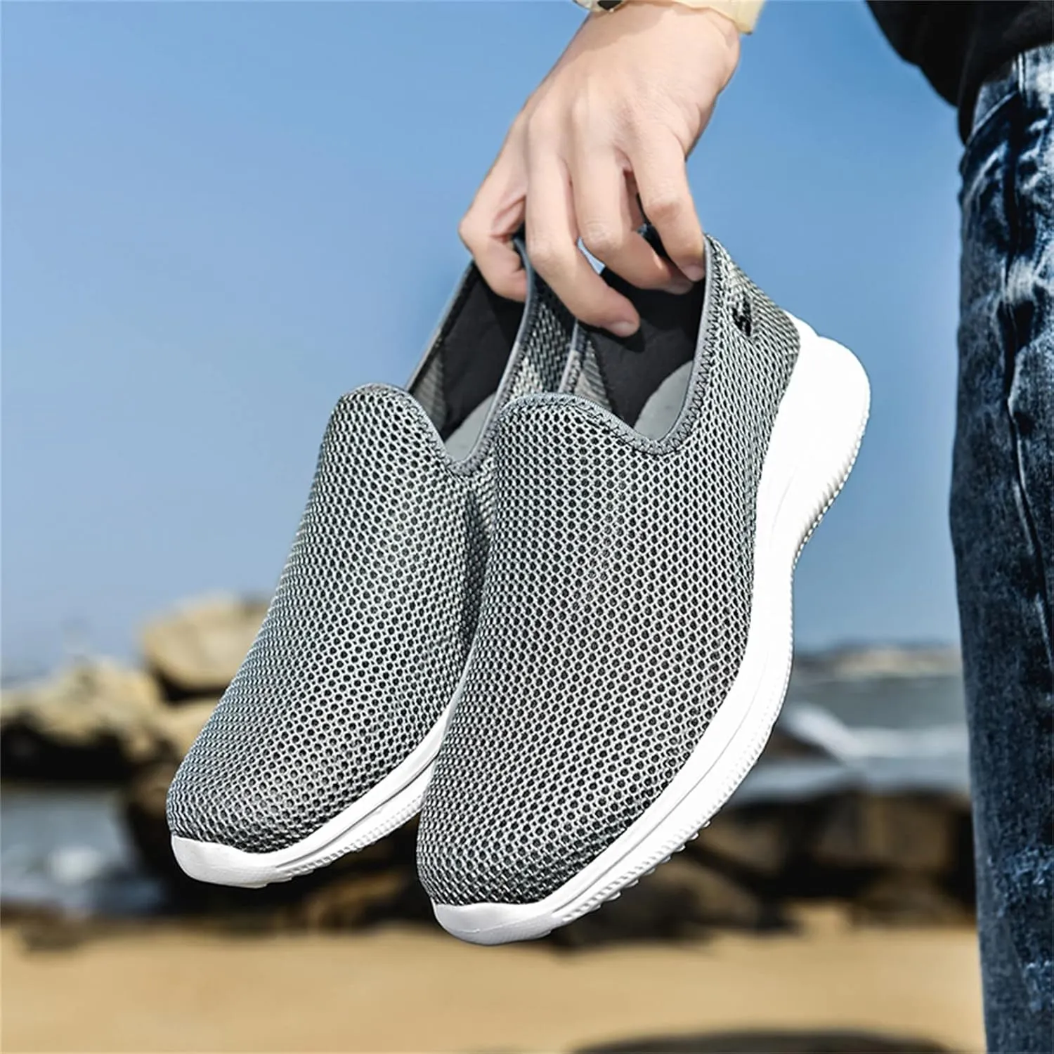 Womens Ladies Walking Running Shoes Slip On Lightweight Mens Casual Shoes Mesh Breathable Casual Shoes Slip On Black Platform Sneaker Slip On Tennis Shoe Loafers Shoe
