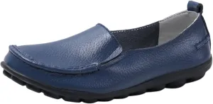 Womens Loafers Leather Penny Loafers Wide Driving Moccasins Classic Flat Shoes Comfort Lightweight Boat Shoes