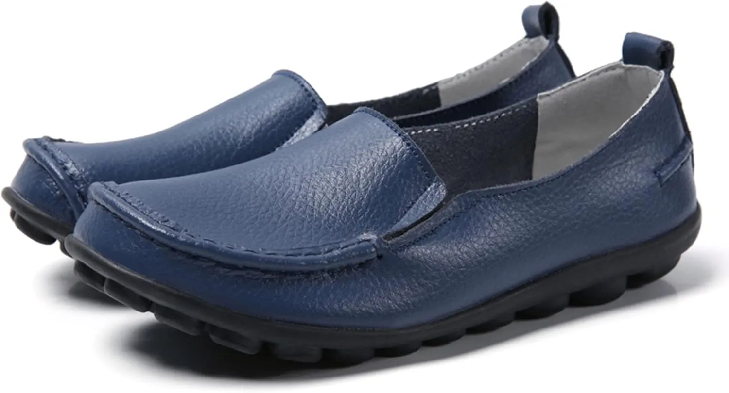 Womens Loafers Leather Penny Loafers Wide Driving Moccasins Classic Flat Shoes Comfort Lightweight Boat Shoes