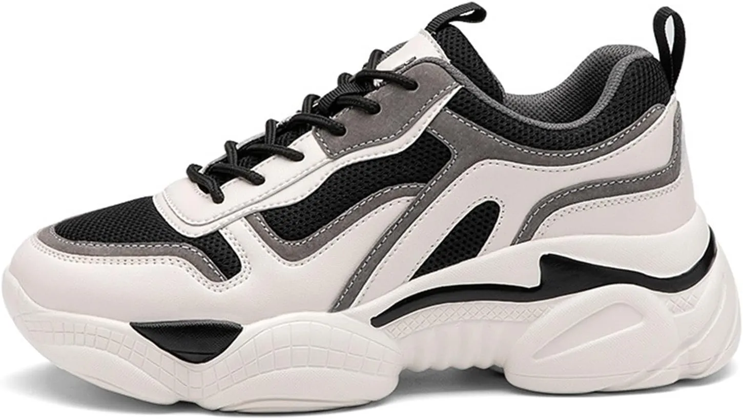 Women's Panda Chunky Sneakers - Fashionable and Casual Platform Trainers with Breathable Mesh and Thick Soles Lightweight Shoes with Lace-up,Multi colored-39