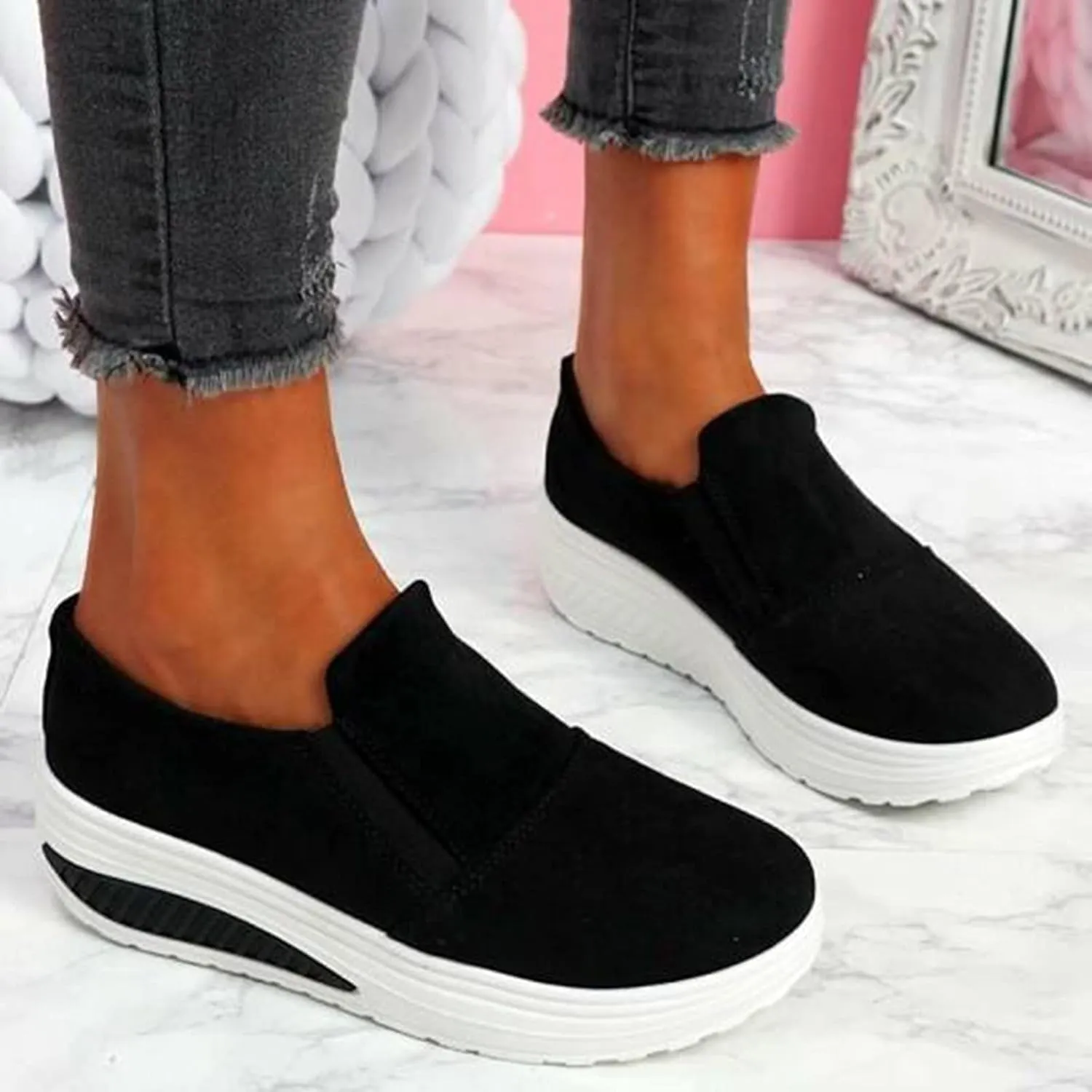 Womens Shoes Sneakers Slip On Women's Slip On Shoes Size 6.5 Wide Womens Orthotic Slip On Sneakers with Arch Support Womens Running Shoes Size 11 Black Slip On Walking Shoes Women Wide