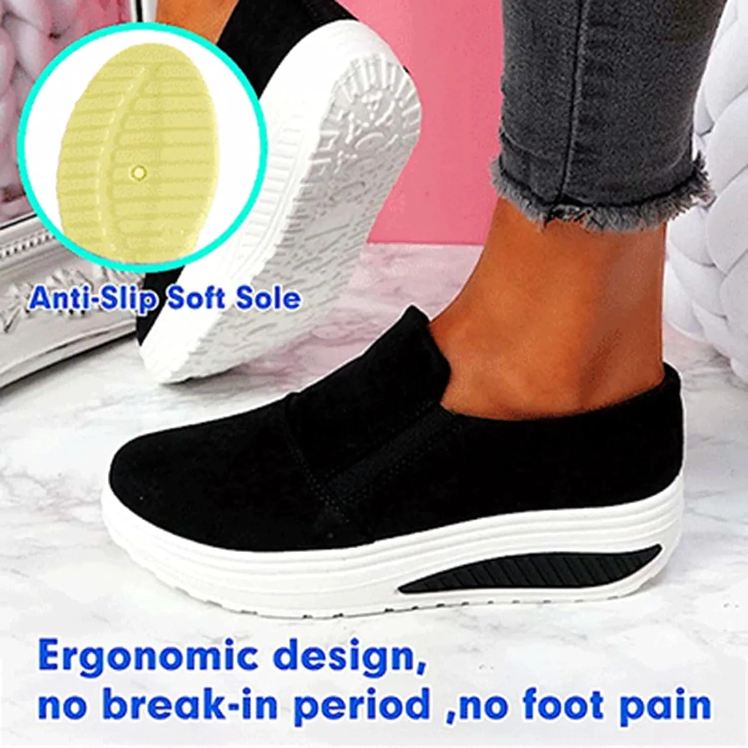 Womens Shoes Sneakers Slip On Women's Slip On Shoes Size 6.5 Wide Womens Orthotic Slip On Sneakers with Arch Support Womens Running Shoes Size 11 Black Slip On Walking Shoes Women Wide