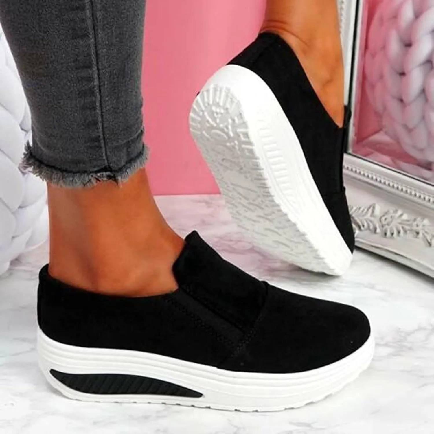 Womens Shoes Sneakers Slip On Women's Slip On Shoes Size 6.5 Wide Womens Orthotic Slip On Sneakers with Arch Support Womens Running Shoes Size 11 Black Slip On Walking Shoes Women Wide