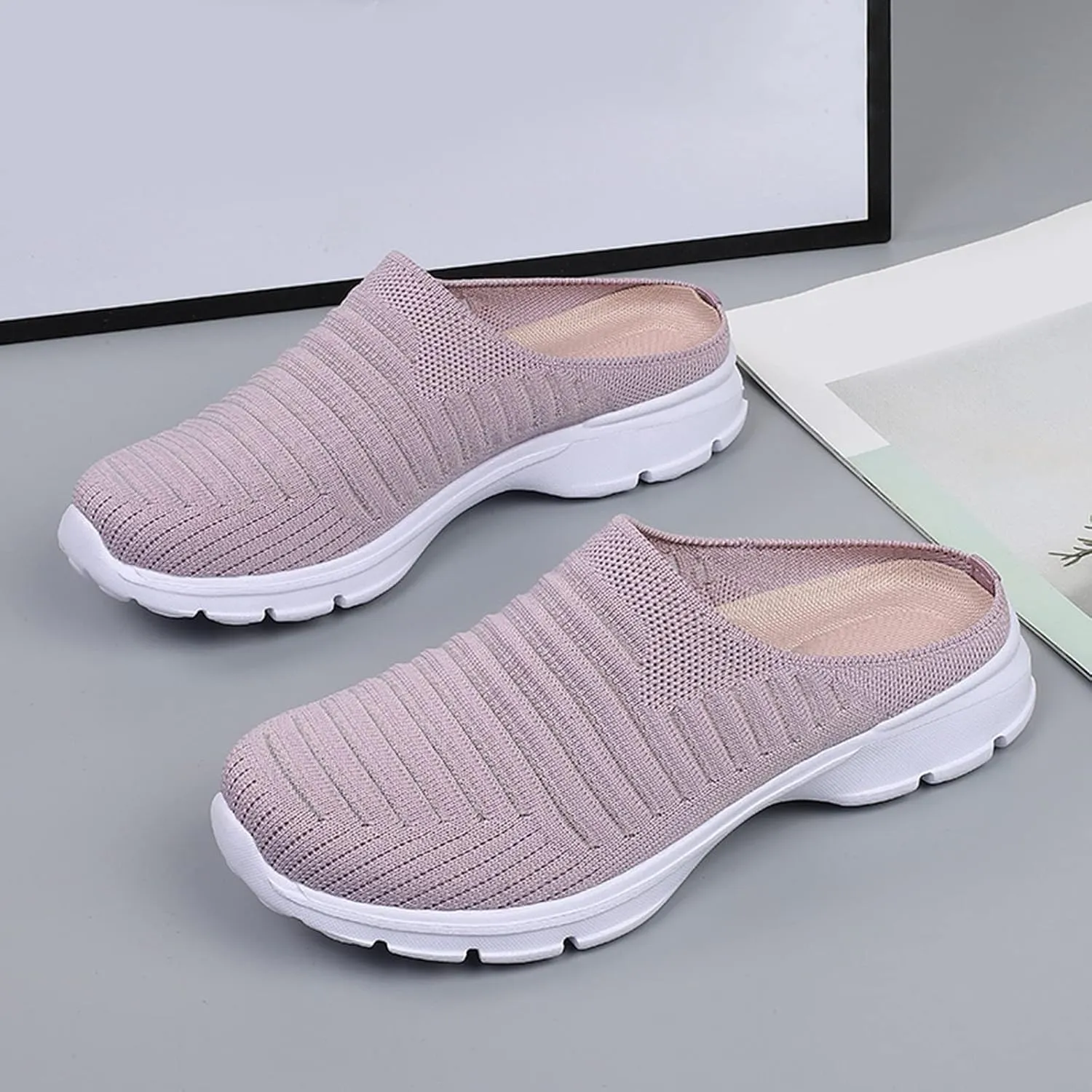 Women's Slip-On Orthopedic Arch Support Backless Mens Running Shoes Wide Men Casual Shoes Brown Sneakers Slip On Tennis Shoe Loafers Casual Slip On