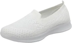 Women's Slip on Sneakers Shoes Woven Orthopedic Breathable Soft Shoes Walking Diabetic Foam Shoes Hands Free Slip in