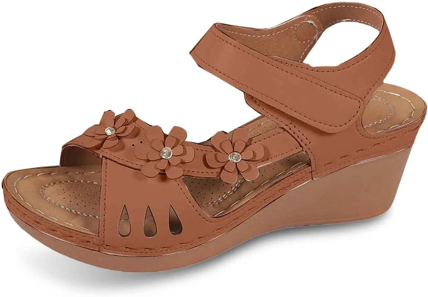 Women's Slip On Wedge Sandals Comfortable Dressy Casual Open Toe Platform Footwear for Summer Spring Fall Lightweight Breathable Slip