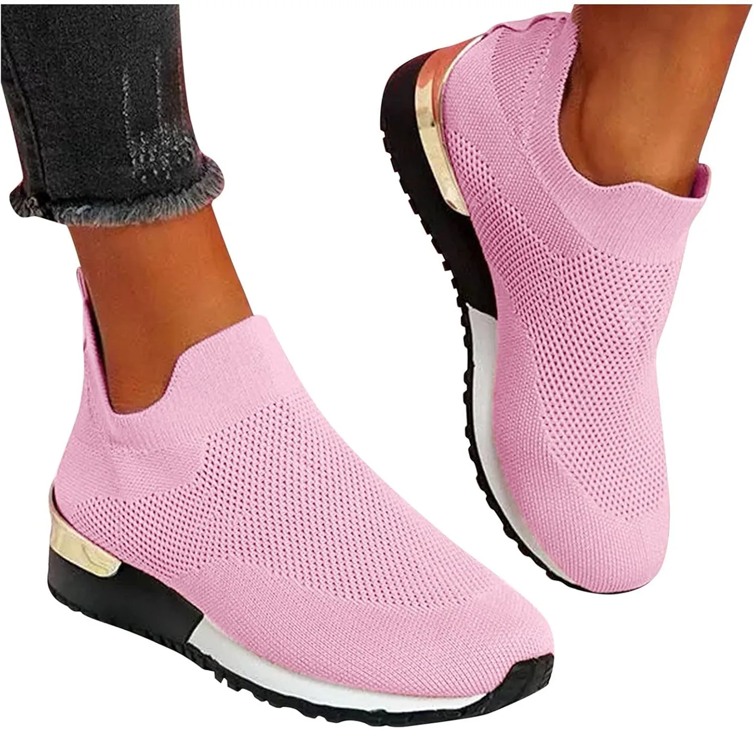 Women's Sneakers Wide Width Comfy Walking Shoes for Women Slip On Slip On Shoes for Elderly Women Wide Width Womens Sneakers Black Sole Slip On White Sneakers Women Fashion