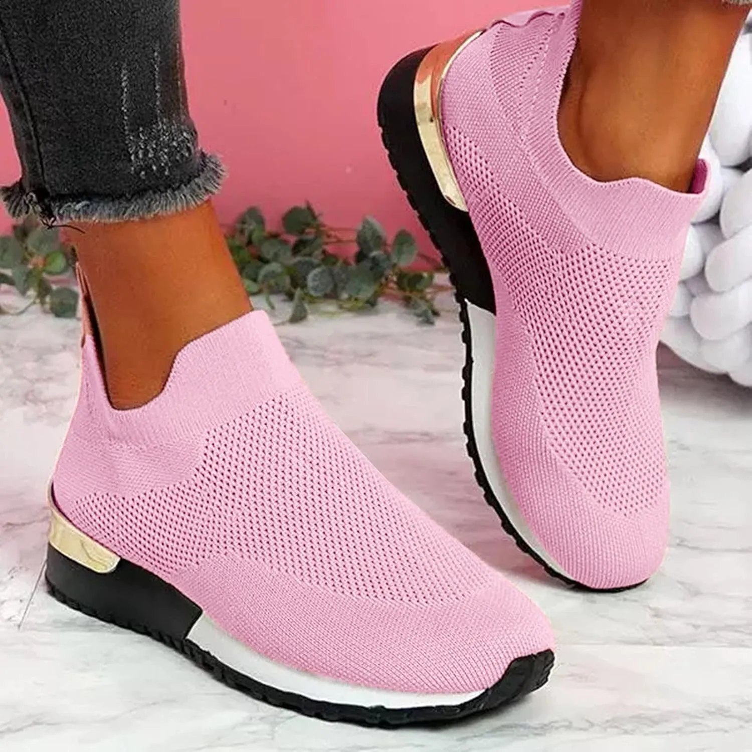 Women's Sneakers Wide Width Comfy Walking Shoes for Women Slip On Slip On Shoes for Elderly Women Wide Width Womens Sneakers Black Sole Slip On White Sneakers Women Fashion
