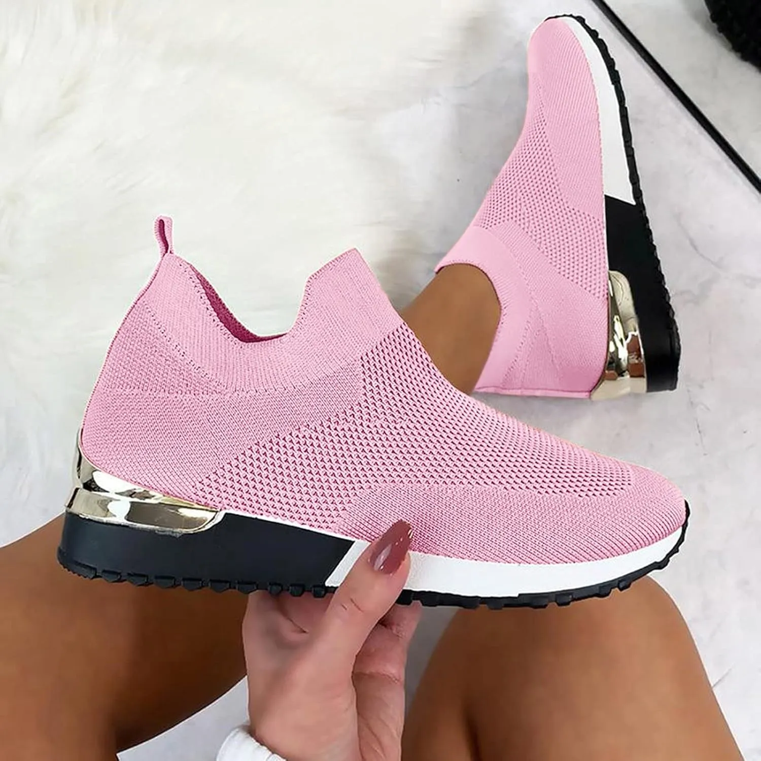 Women's Sneakers Wide Width Comfy Walking Shoes for Women Slip On Slip On Shoes for Elderly Women Wide Width Womens Sneakers Black Sole Slip On White Sneakers Women Fashion