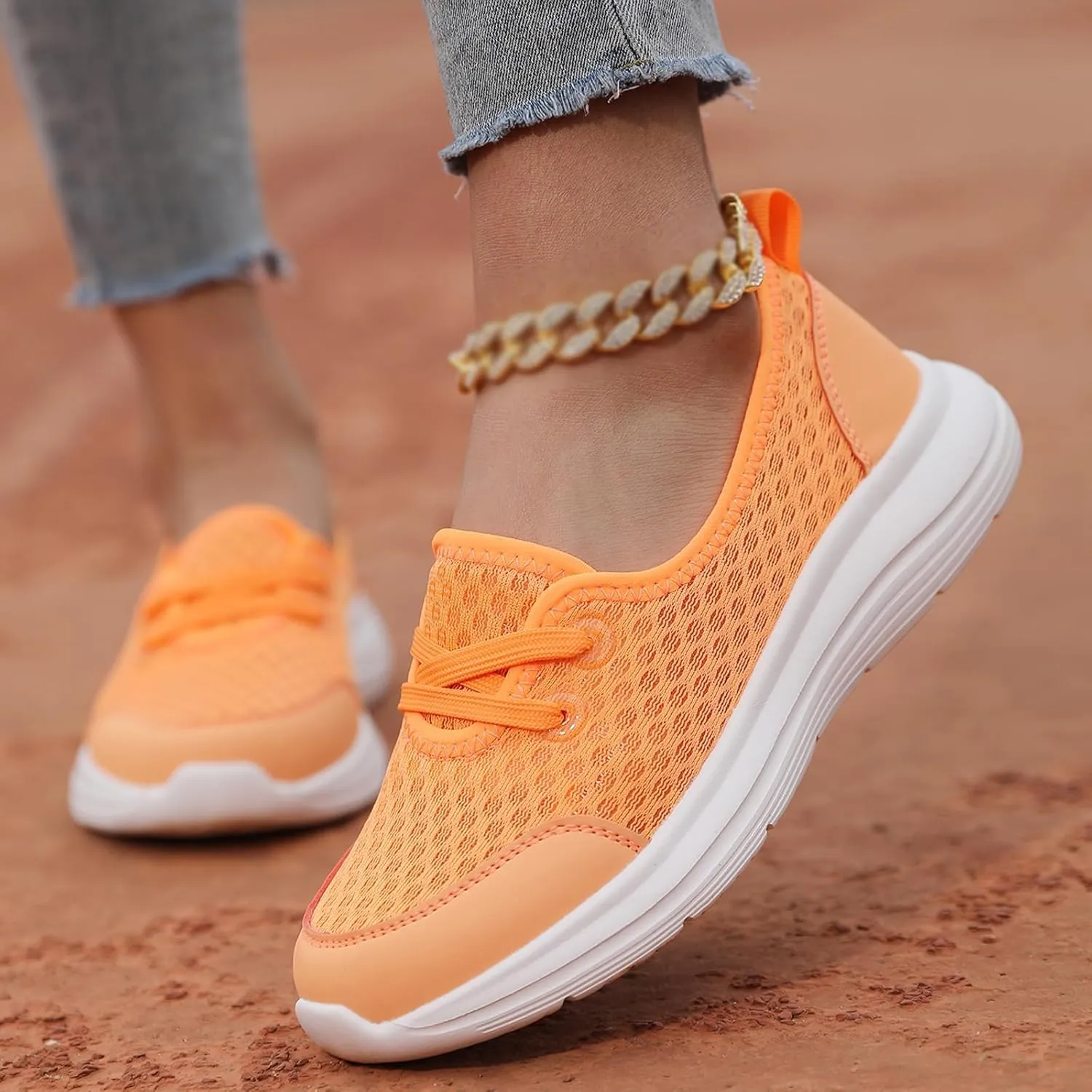 Womens Soft Sole Mesh Comfort Orthopedic Arch Support Slip Breathable Walking Wedges Sneakers Shoes