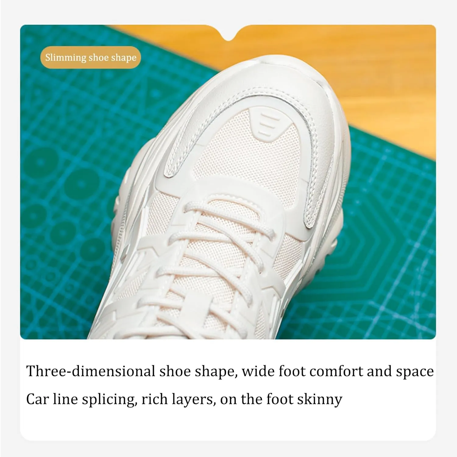 Women's Vintage Mesh Platform Sneakers - Chunky Breathable Trainers for Casual Spring/Autumn Running Shoes - Fashionable and Simple,White-37