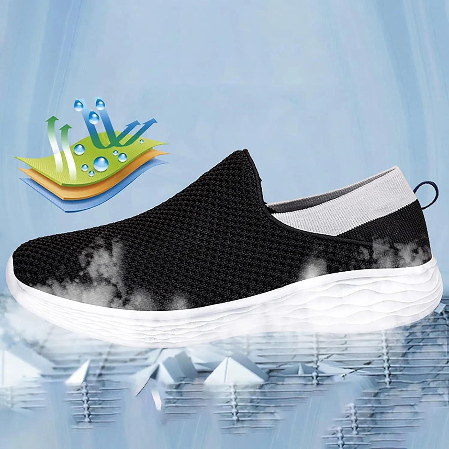 Womens Walking Shoes Size 9.5 Black and White Walking Shoes Women Comfort Dressy Womens Casual Shoes with Arch Support Womens Slip On Sneakers Black Grey Black Slip On Shoes Women Size 11