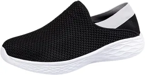 Womens Walking Shoes Size 9.5 Black and White Walking Shoes Women Comfort Dressy Womens Casual Shoes with Arch Support Womens Slip On Sneakers Black Grey Black Slip On Shoes Women Size 11