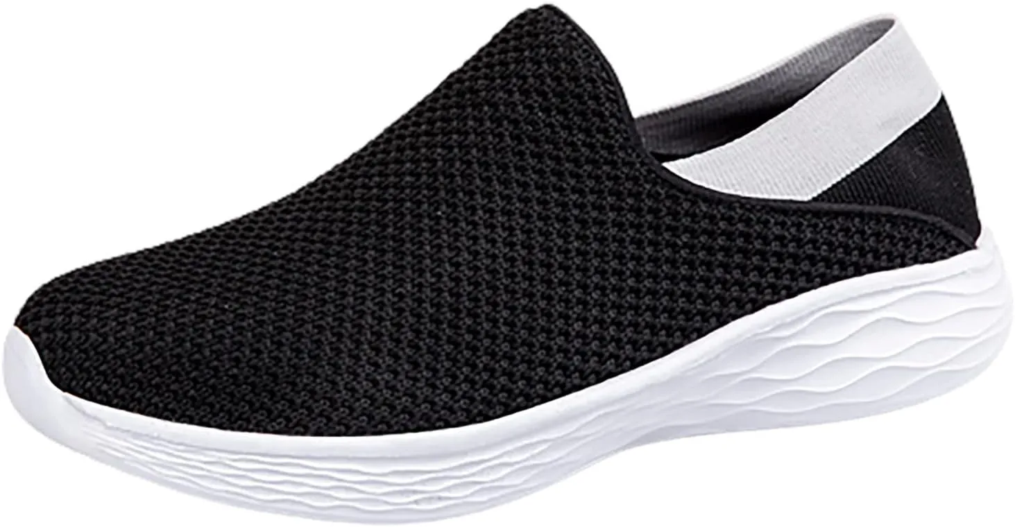 Womens Walking Shoes Size 9.5 Black and White Walking Shoes Women Comfort Dressy Womens Casual Shoes with Arch Support Womens Slip On Sneakers Black Grey Black Slip On Shoes Women Size 11