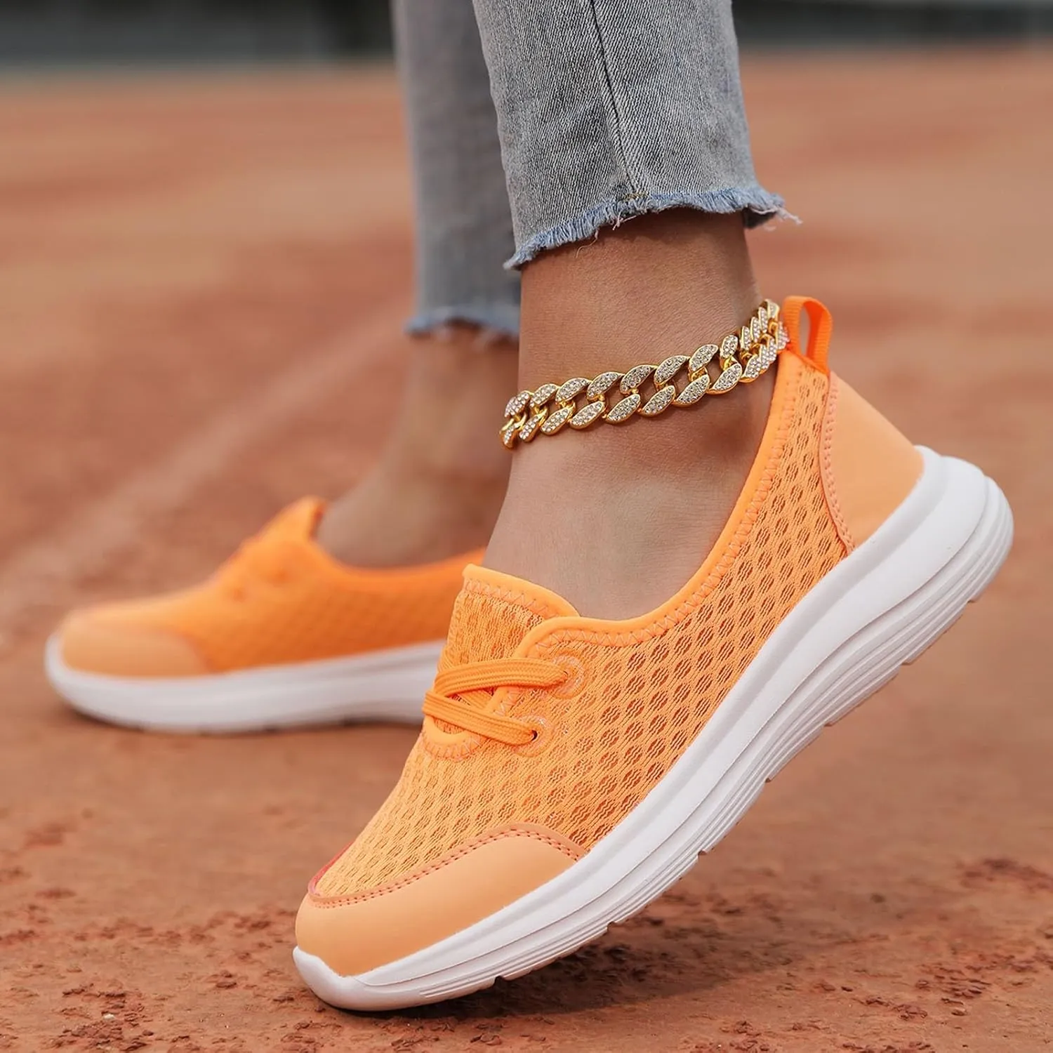 Womens Walking Sneakers Women Lace Up Shoes Flats Casual Shoes Lightweight Work Shoes Breathable Slip Work Trainers