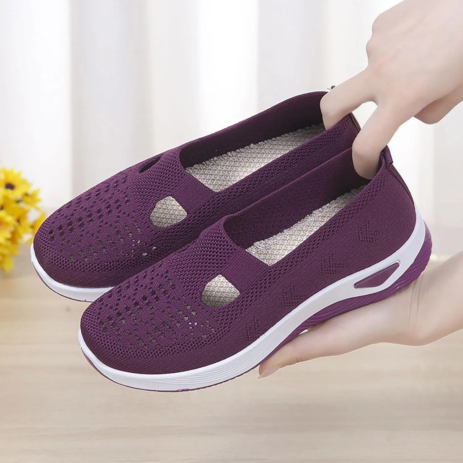 Women's Woven Orthopedic Breathable Soft Shoes Mens Dress Shoes Wide Feet Casual Shoes Slip On Women's Fashion Sneakers Slip On Tennis Shoe Loafers Casual Slip On