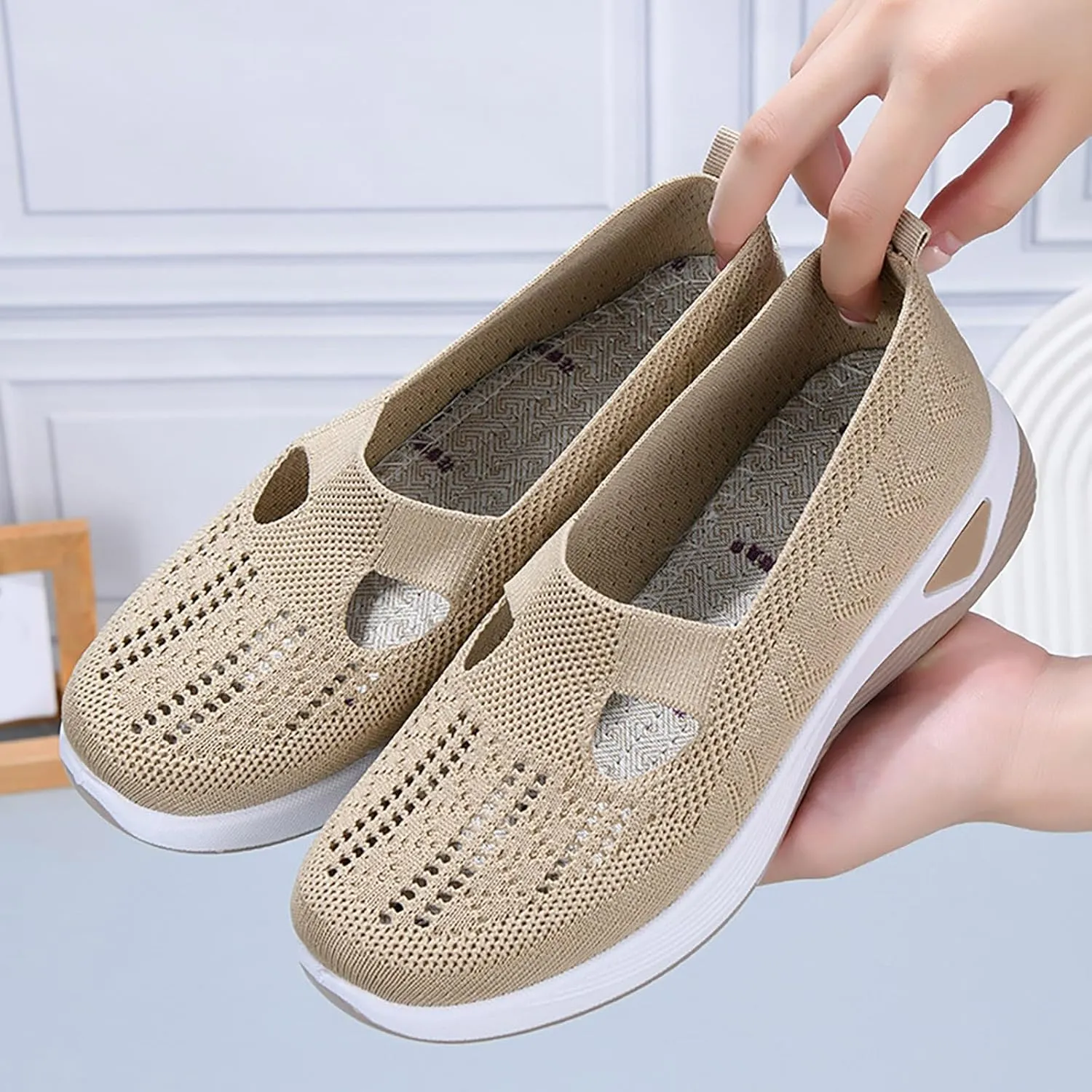 Women's Woven Orthopedic Breathable Soft Shoes Mens Dress Shoes Wide Feet Casual Shoes Slip On Women's Fashion Sneakers Slip On Tennis Shoe Loafers Casual Slip On