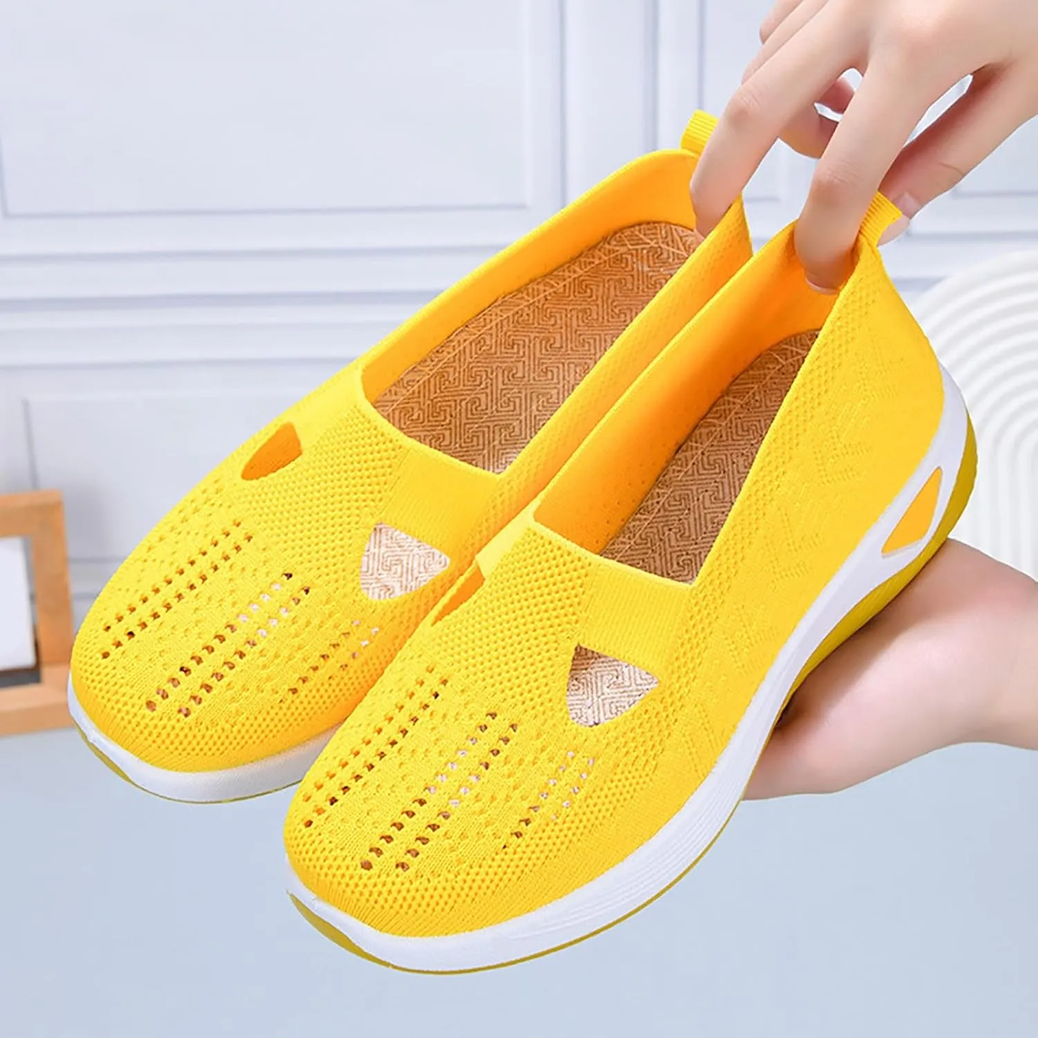 Women's Woven Orthopedic Breathable Soft Shoes Mens Dress Shoes Wide Feet Casual Shoes Slip On Women's Fashion Sneakers Slip On Tennis Shoe Loafers Casual Slip On