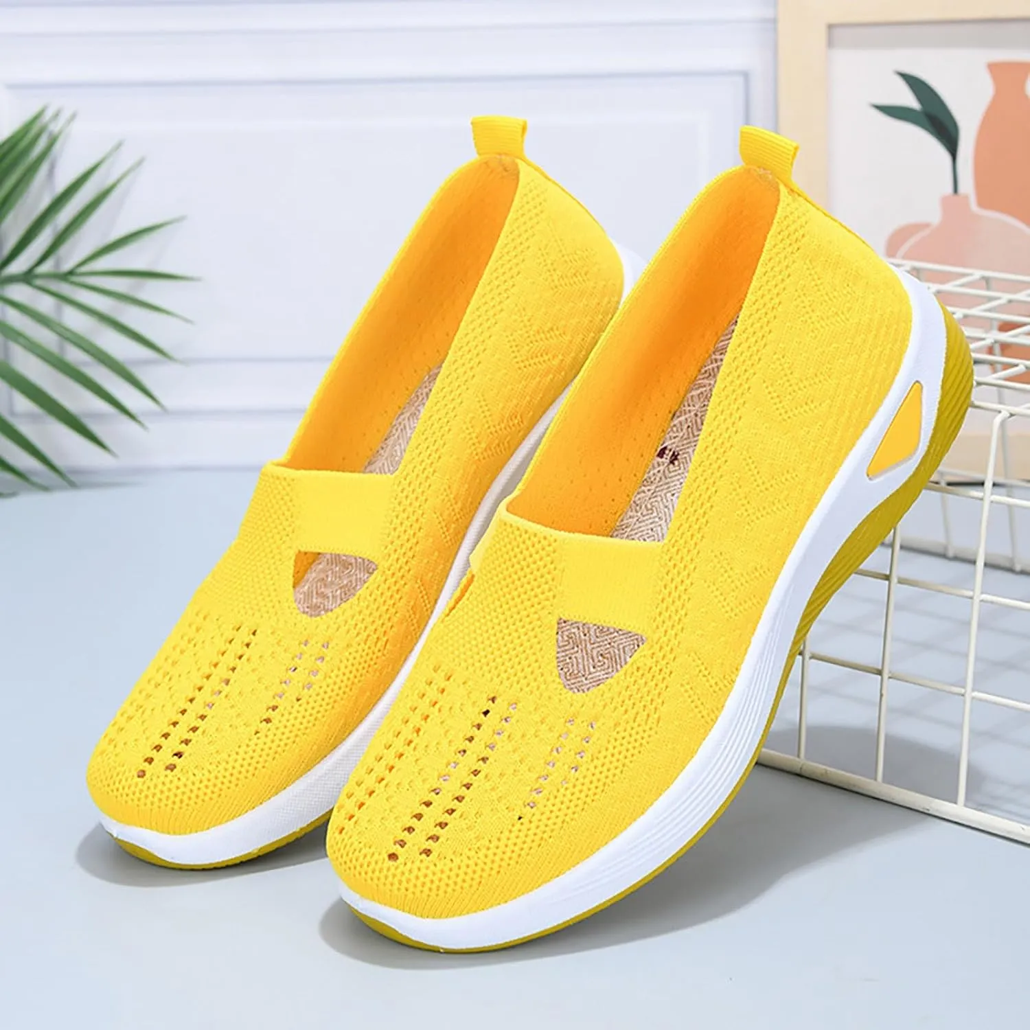 Women's Woven Orthopedic Breathable Soft Shoes Mens Dress Shoes Wide Feet Casual Shoes Slip On Women's Fashion Sneakers Slip On Tennis Shoe Loafers Casual Slip On