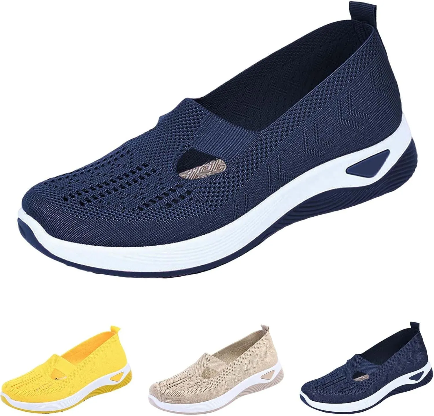 Women's Woven Orthopedic Breathable Soft Shoes Slip On Shoes Women Slip On Women's Casual Shoes Platform Sneakers Brown Tennis Shoe Loafers Casual Slip On